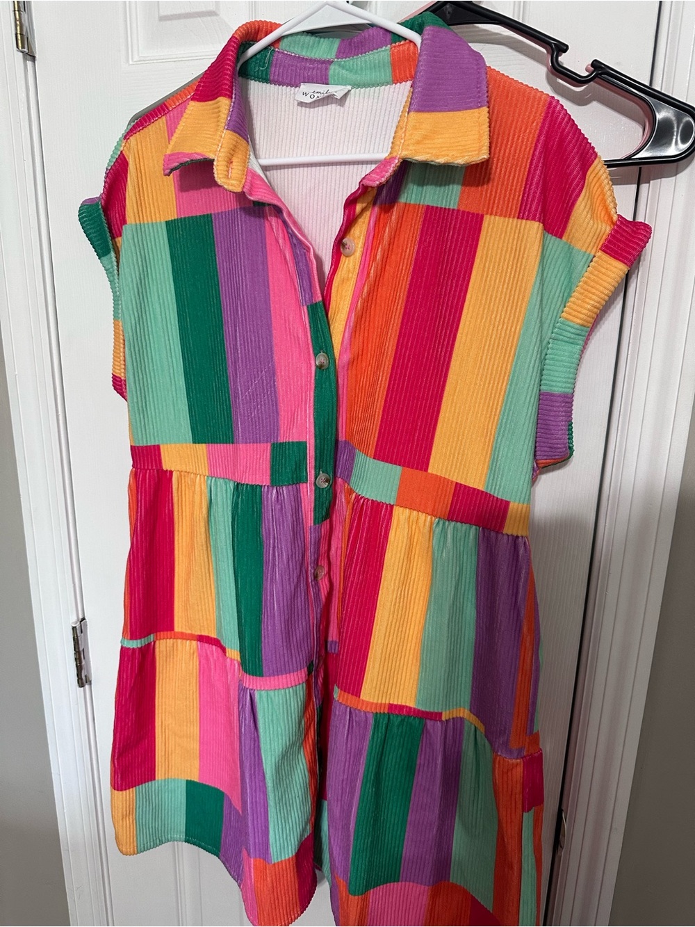 ✨ Retro Vibes Colorblock Pleated Corduroy Tiered Mini Dress ✨